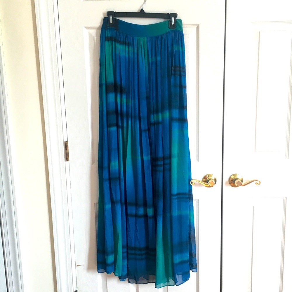Alice + Olivia Blue and Green Maxi Skirt SAMPLE rare s